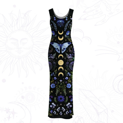 Purplehecate Moon Moth Witchery Mesh Maxi Tank Beach Dress
