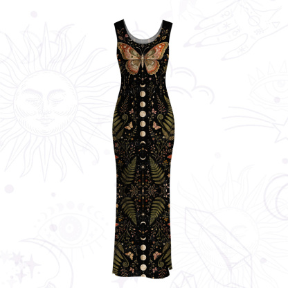Purplehecate Moon Moth in the Enchanted Forest Mesh Maxi Tank Beach Dress