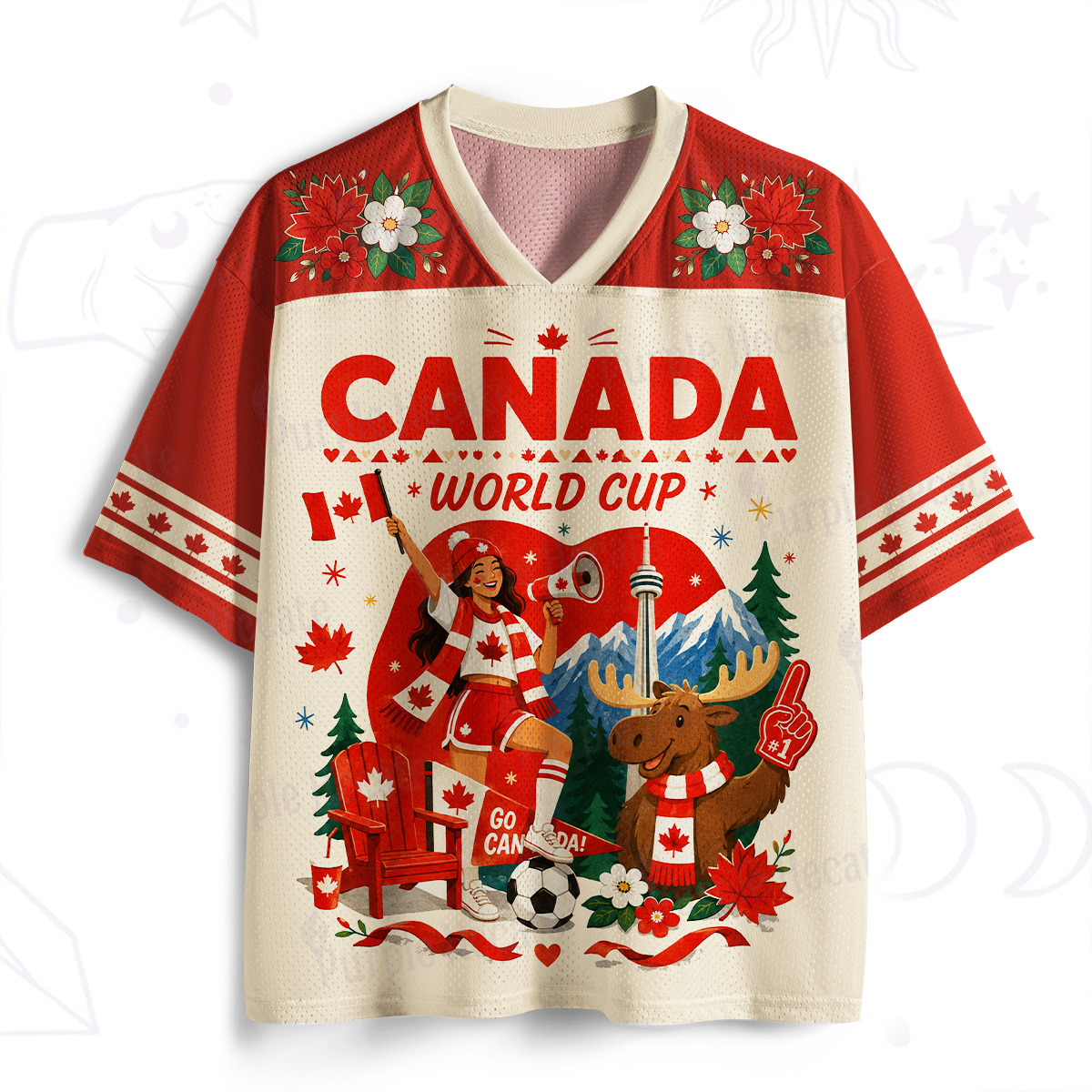 Purplehecate Floral Canada Moose Soccer Mesh Jersey