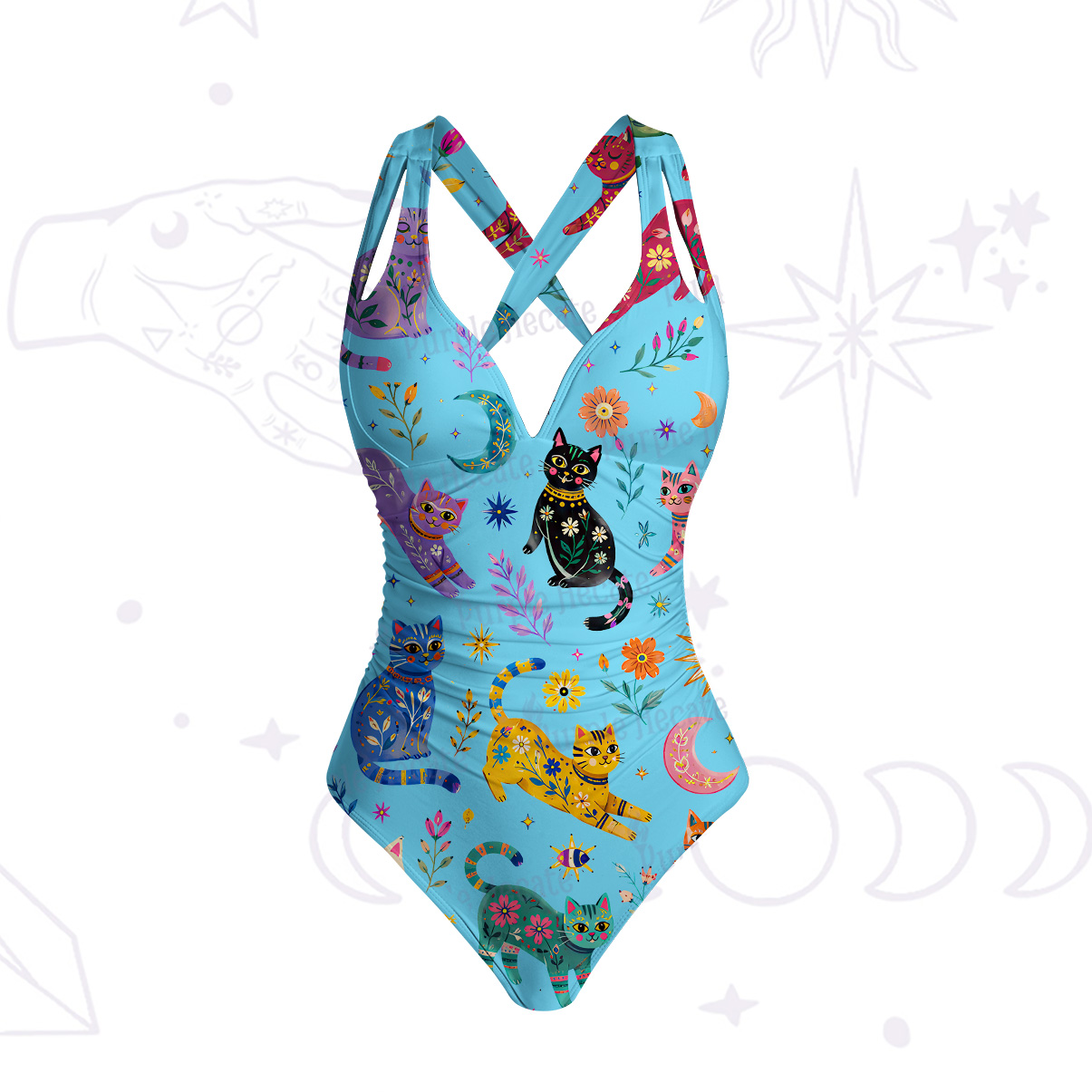 Purplehecate Rainbow Magic Cats One-Piece Swimsuit