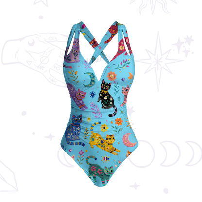 Purplehecate Rainbow Magic Cats One-Piece Swimsuit