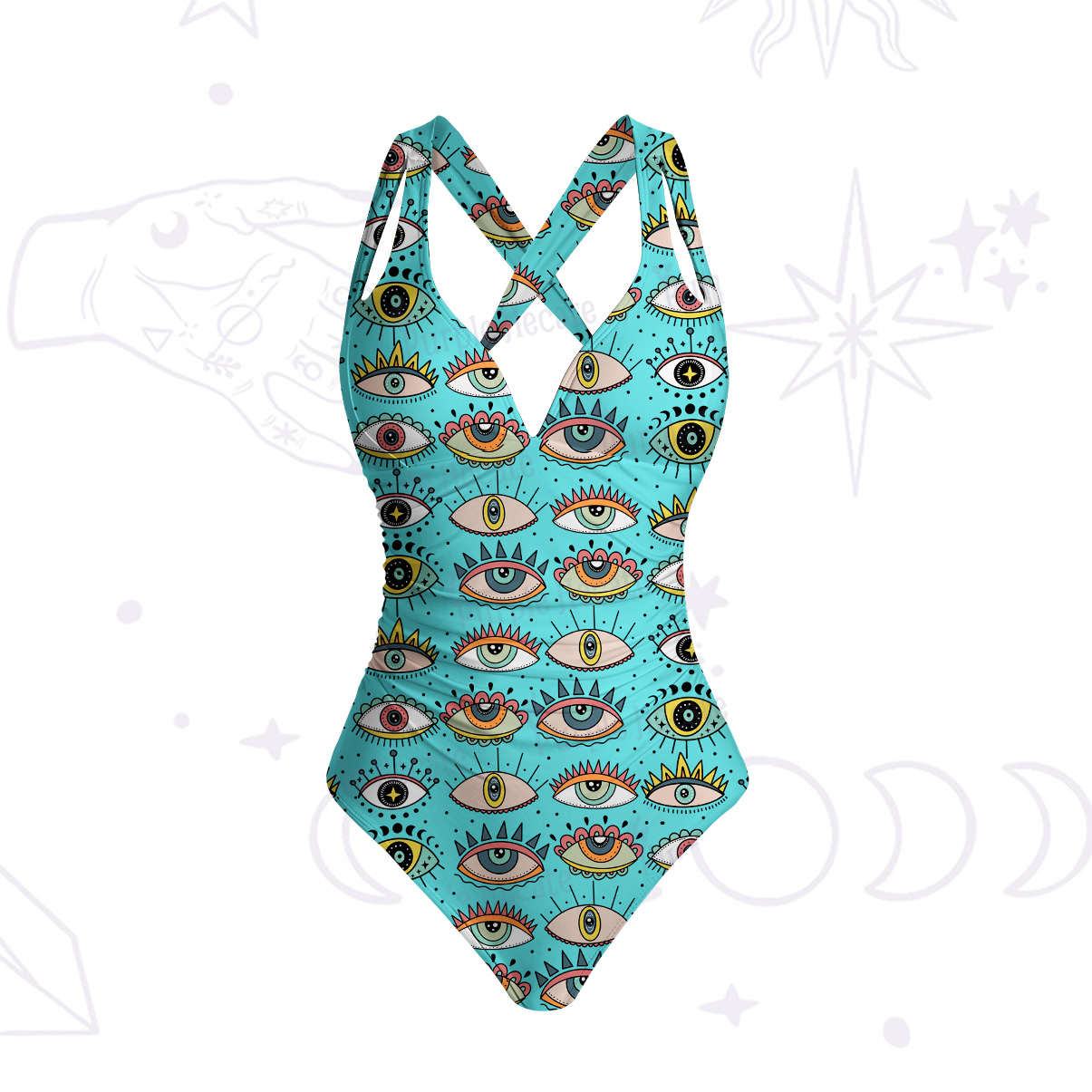 Purplehecate Evil Eye Pattern One-Piece Swimsuit
