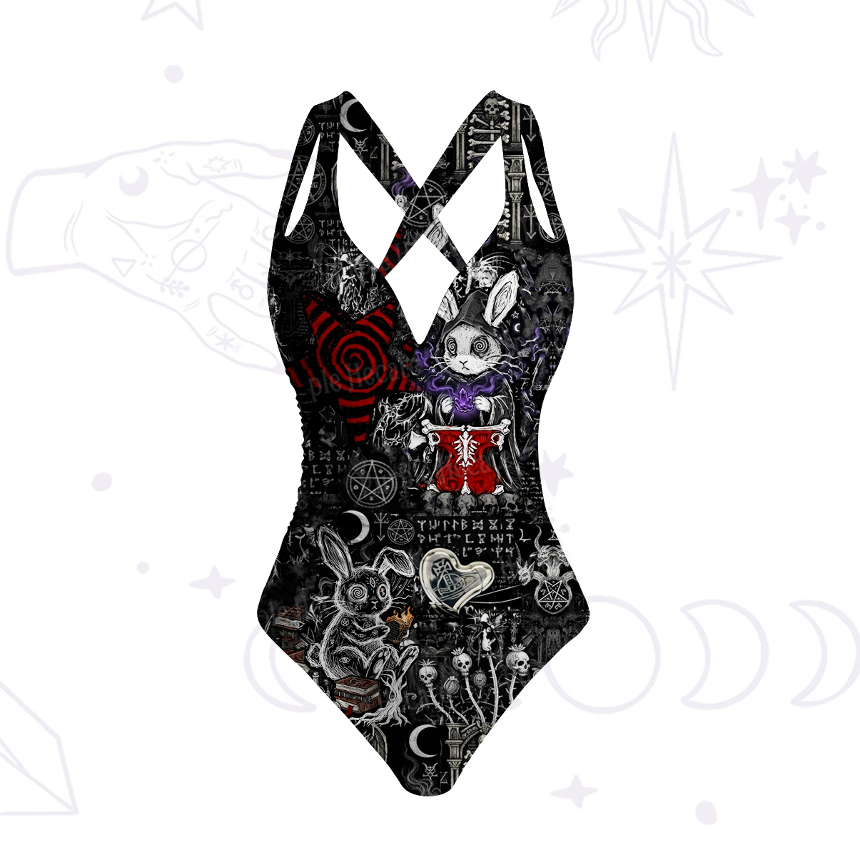 Purplehecate Gothic Cursed Bunny Ritual One-Piece Swimsuit