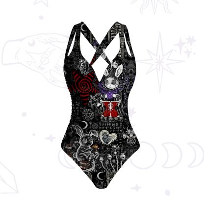Purplehecate Gothic Cursed Bunny Ritual One-Piece Swimsuit