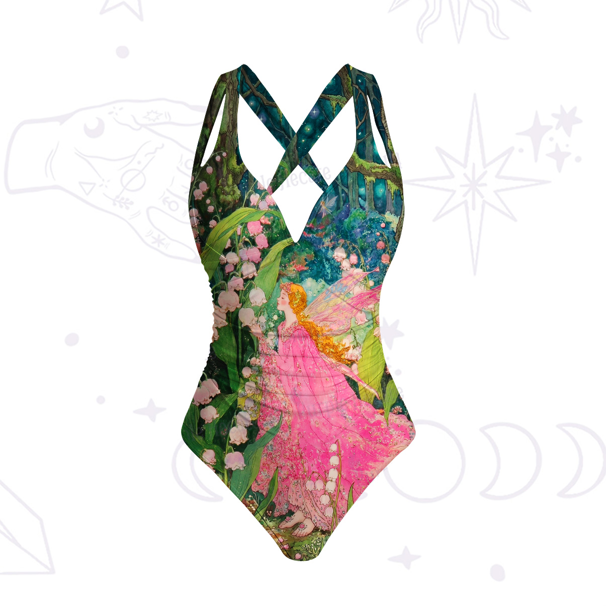Purplehecate Mystic Secret Lily Fairy Forest One-Piece Swimsuit