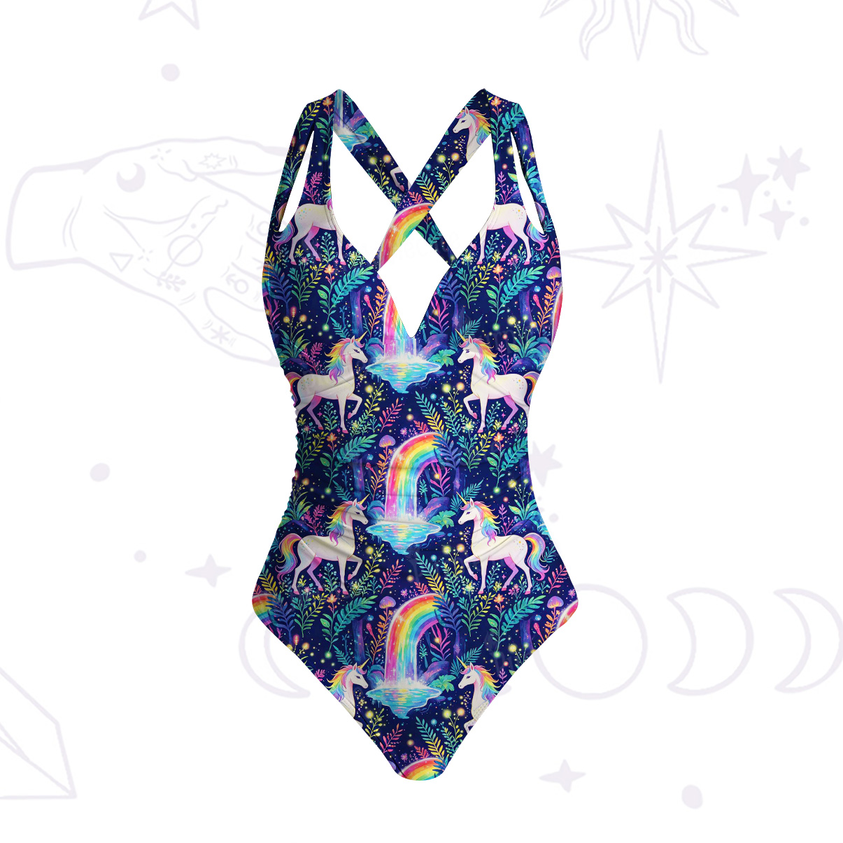 Purplehecate Rainbow Forest Unicorn One-Piece Swimsuit