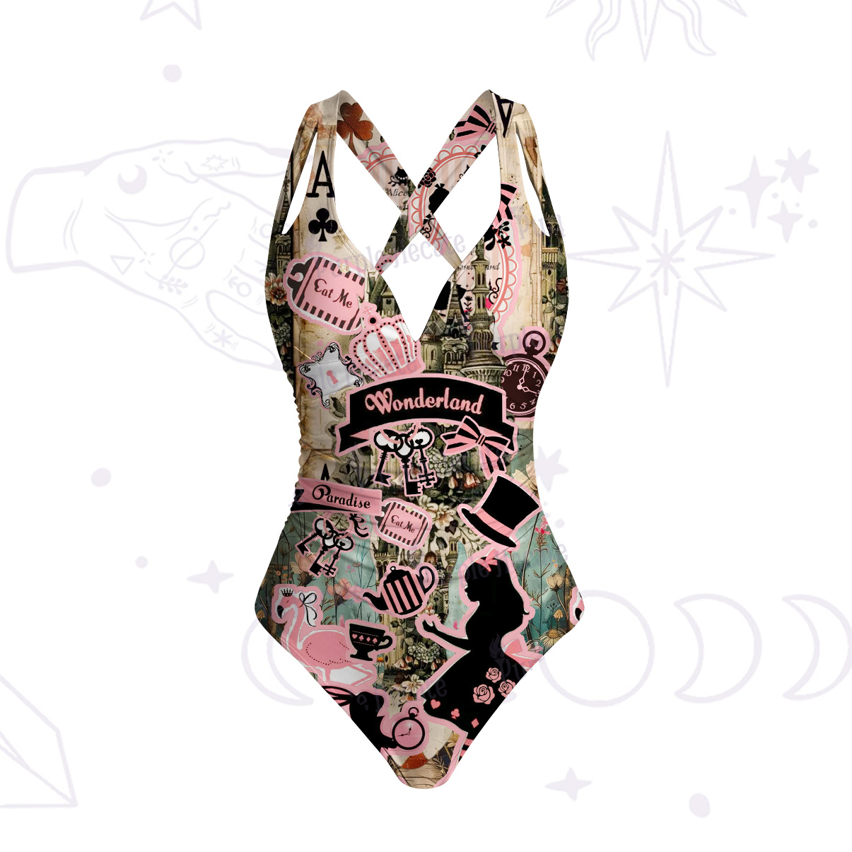Purplehecate Wonderland Alice’s Tea Party One-Piece Swimsuit