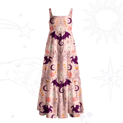 Purplehecate Mystic Purple Dragon Moonlight Wide Straps Maxi Dress