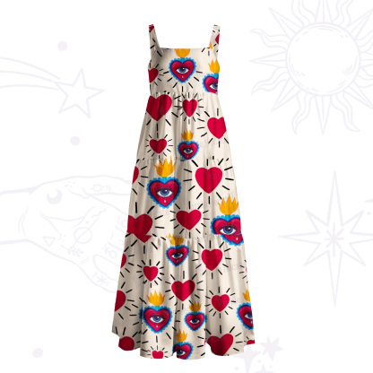 Purplehecate Sacred Flame of Love Wide Straps Maxi Dress