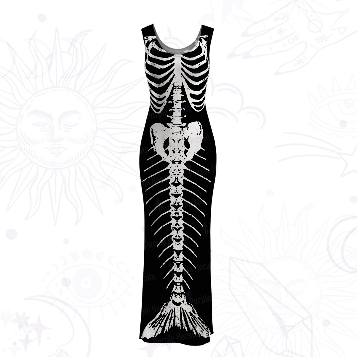 Purplehecate Mystic Mermaid Skeleton Mesh Maxi Tank Beach Dress
