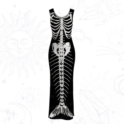 Purplehecate Mystic Mermaid Skeleton Mesh Maxi Tank Beach Dress