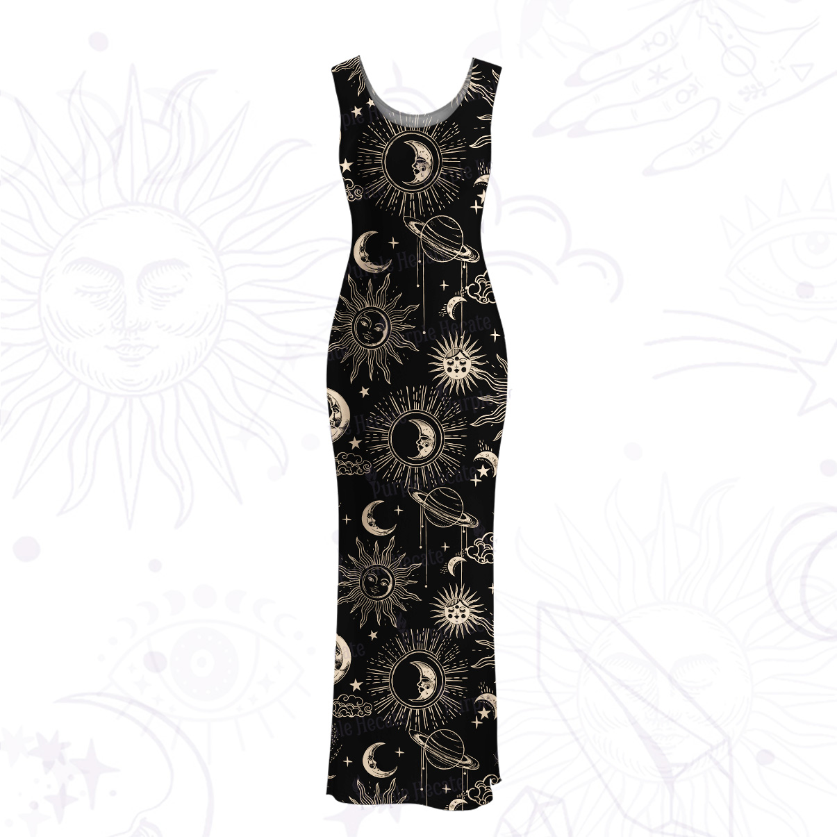 Purplehecate Celestial Moon Sun Mesh Maxi Tank Beach Dress