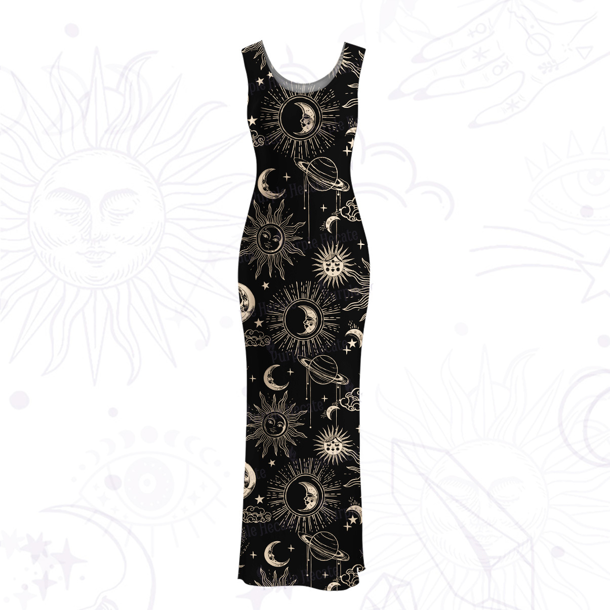 Purplehecate Celestial Moon Sun Mesh Maxi Tank Beach Dress