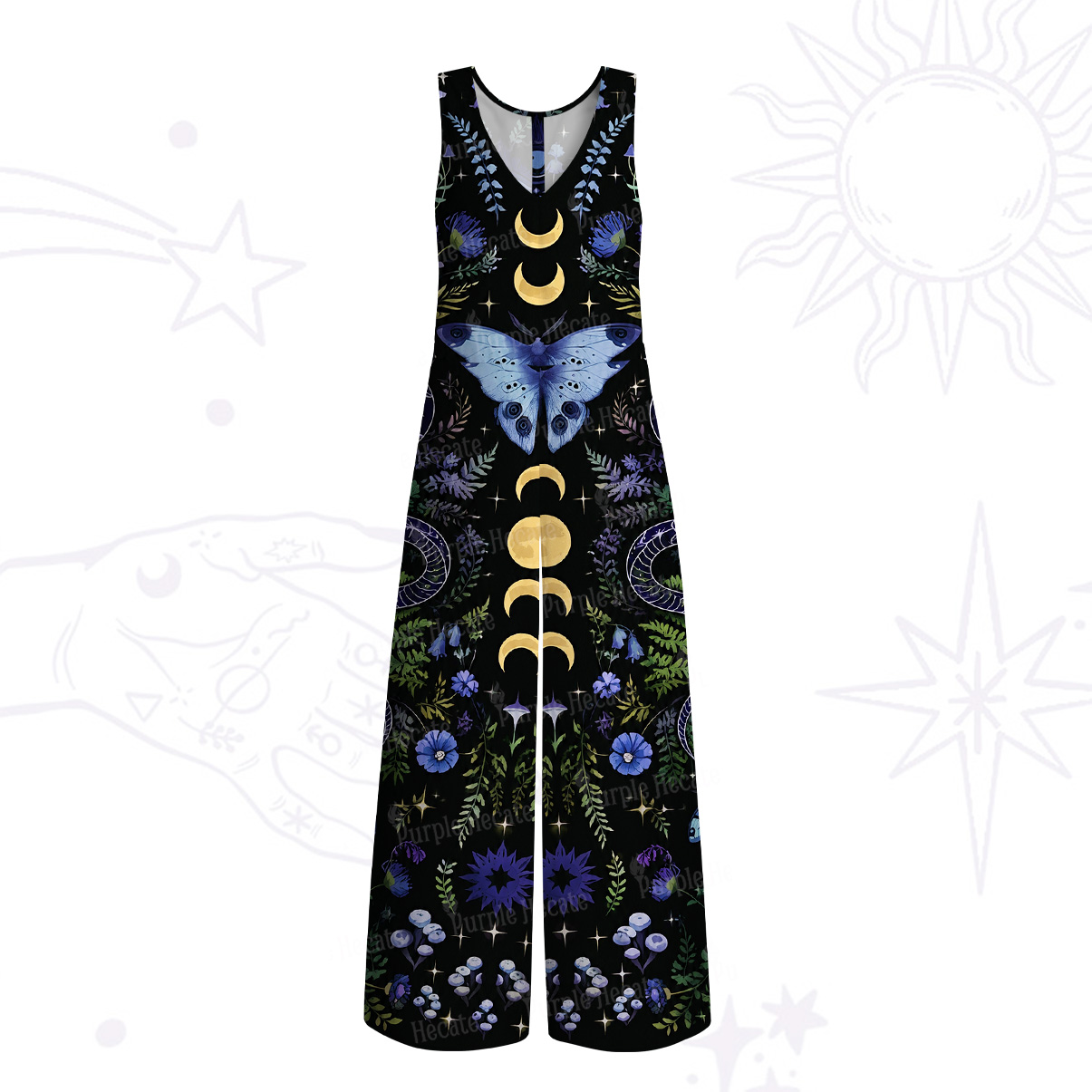 Purplehecate Moon Moth Witchery Wide Leg Jumpsuit