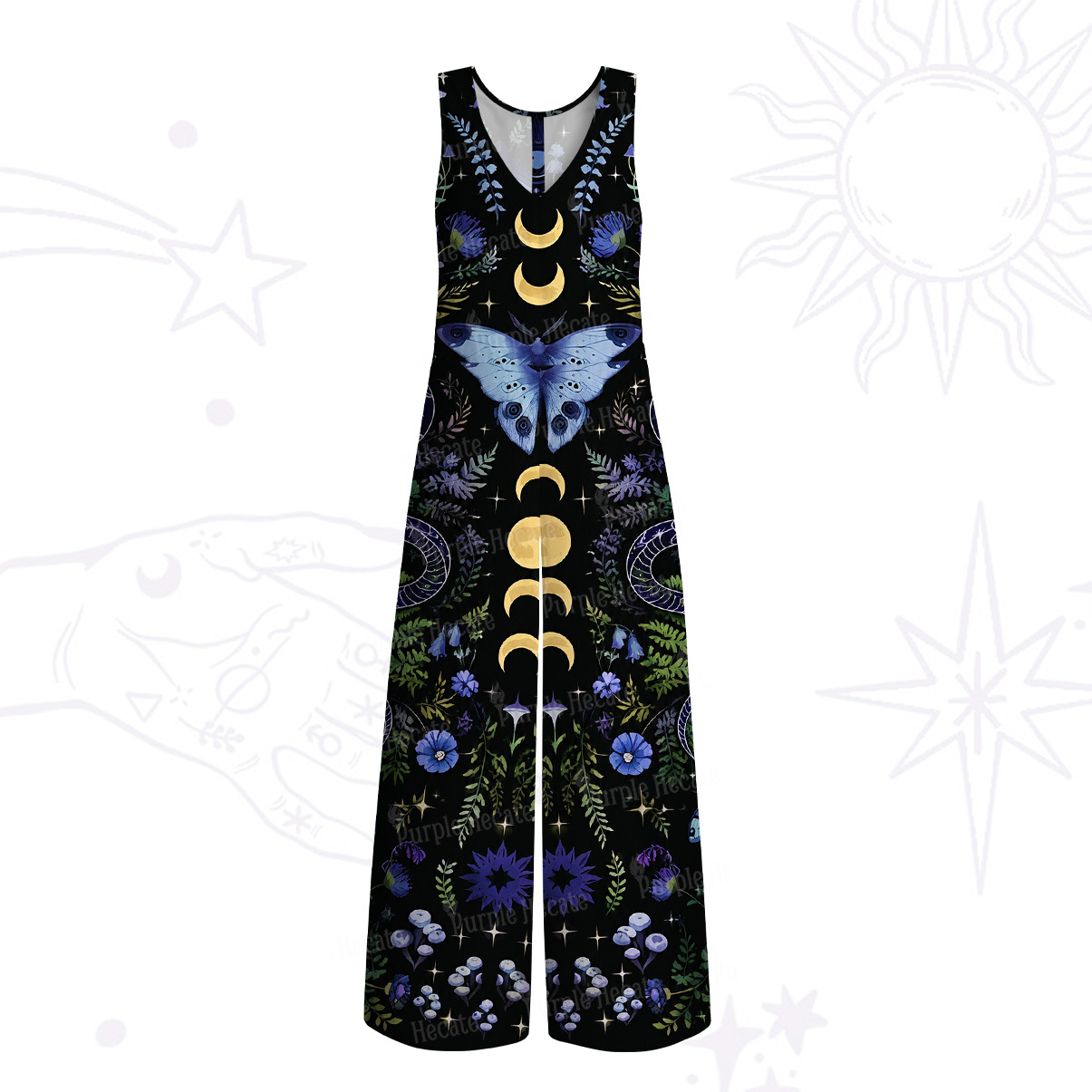Purplehecate Moon Moth Witchery Wide Leg Jumpsuit