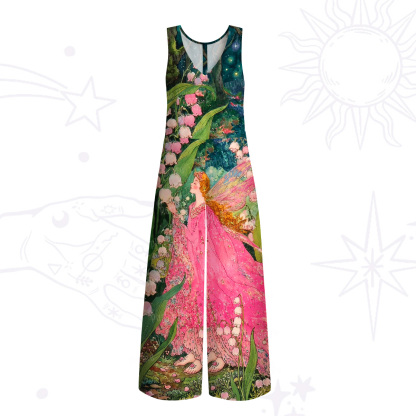 Purplehecate Mystic Secret Lily Fairy Forest Wide Leg Jumpsuit