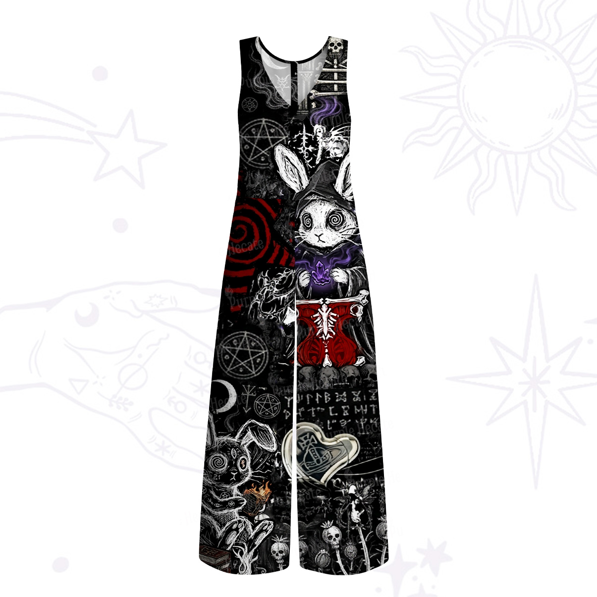 Purplehecate Gothic Cursed Bunny Ritual Wide Leg Jumpsuit