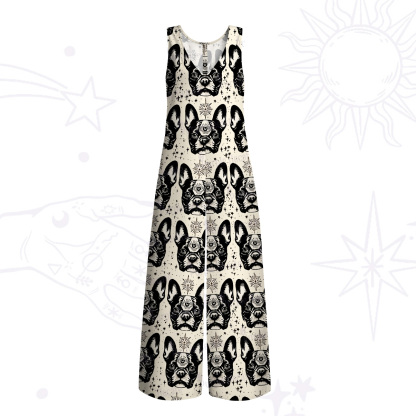 Purplehecate Mystic Boston Terrier Wide Leg Jumpsuit