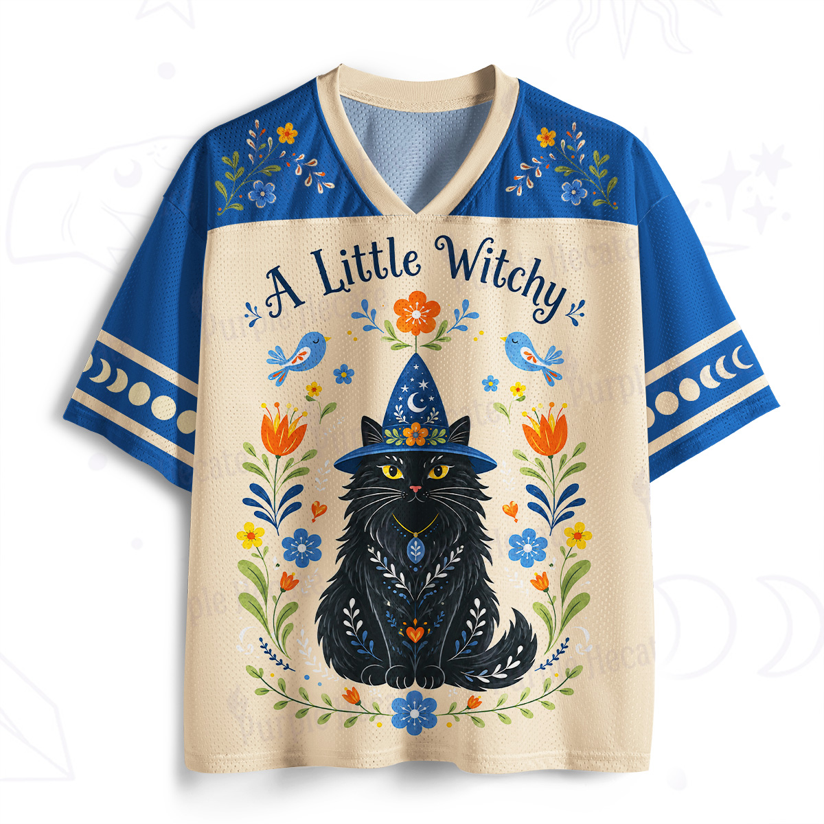 Purplehecate A Little Witchy Black Cat Mesh Jersey