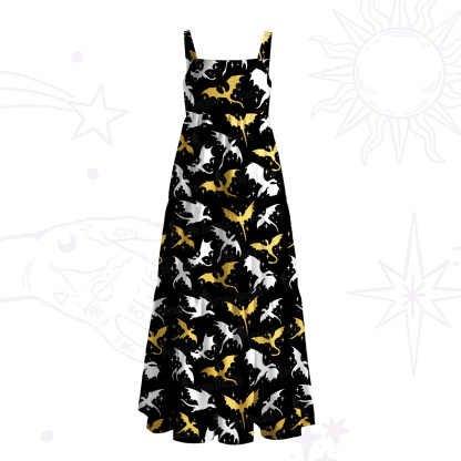 Purplehecate Dragon Rider Wide Straps Maxi Dress