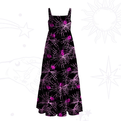 Purplehecate Dark Night Spiderweb Wide Straps Maxi Dress