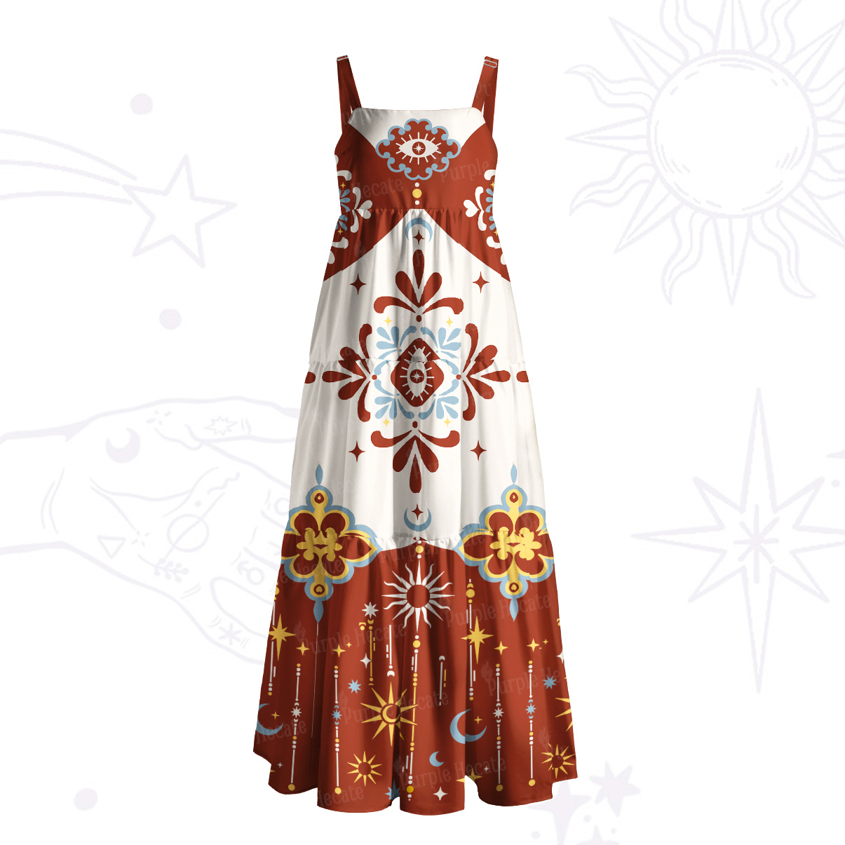 Purplehecate Celestial Oracle Wide Straps Maxi Dress