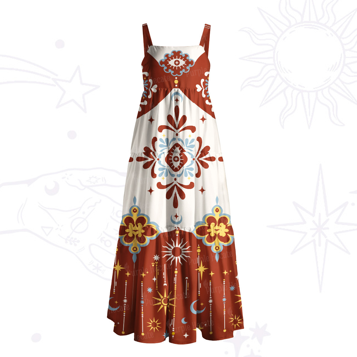 Purplehecate Celestial Oracle Wide Straps Maxi Dress
