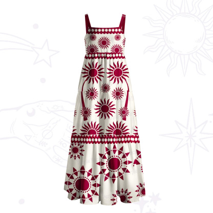 Purplehecate Radiant Solar Medallion Wide Straps Maxi Dress