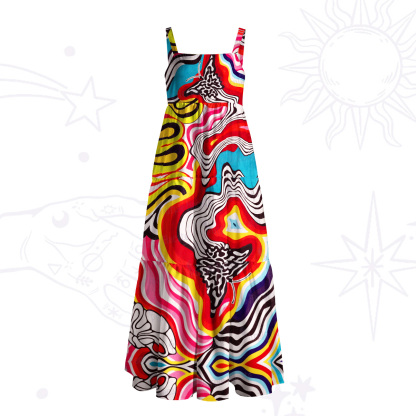 Purplehecate Psychedelic Butterfly Wide Straps Maxi Dress