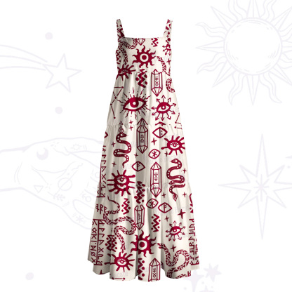 Purplehecate Witchy Sigils and Serpents Wide Straps Maxi Dress