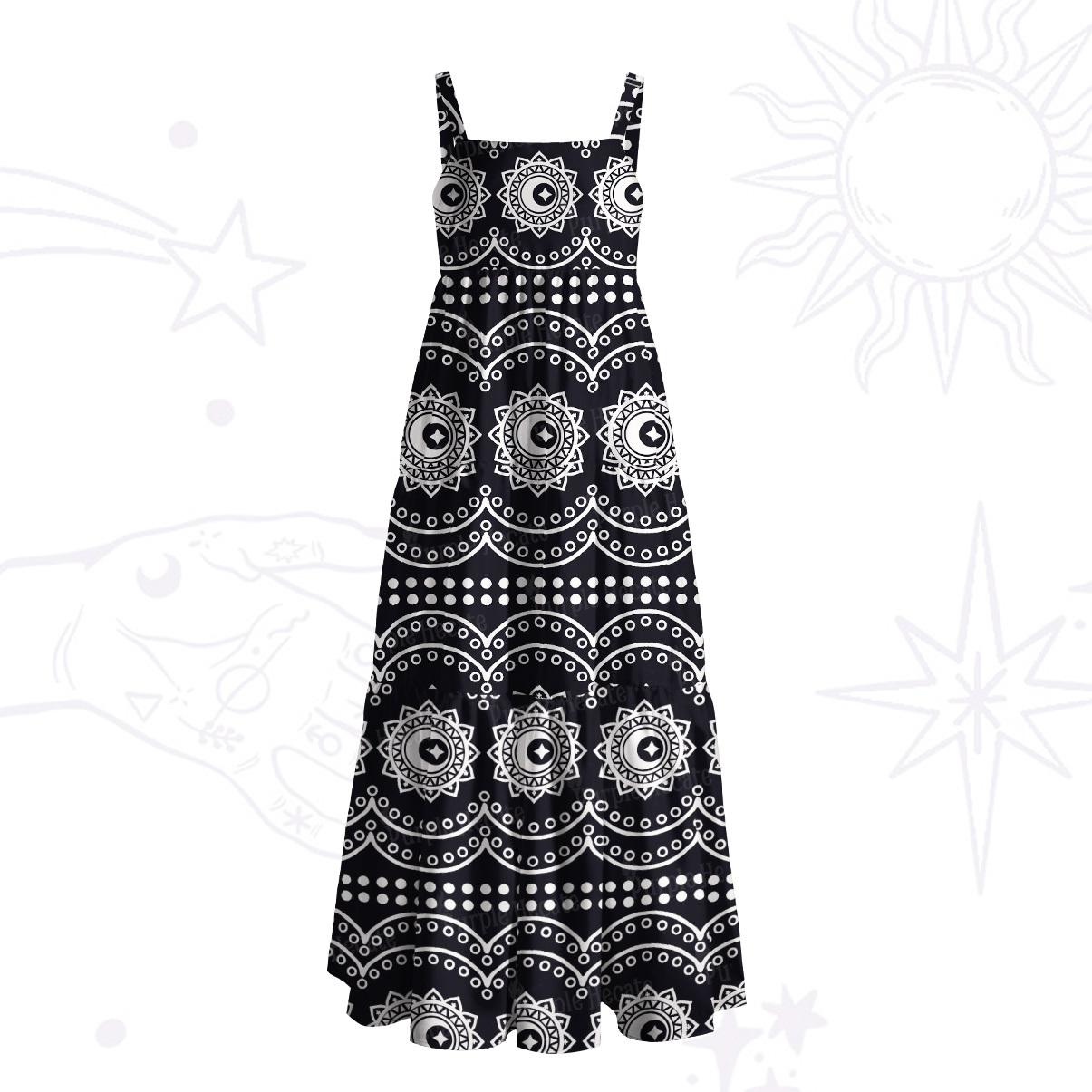 Purplehecate Mystic Tribal Mandala Wide Straps Maxi Dress