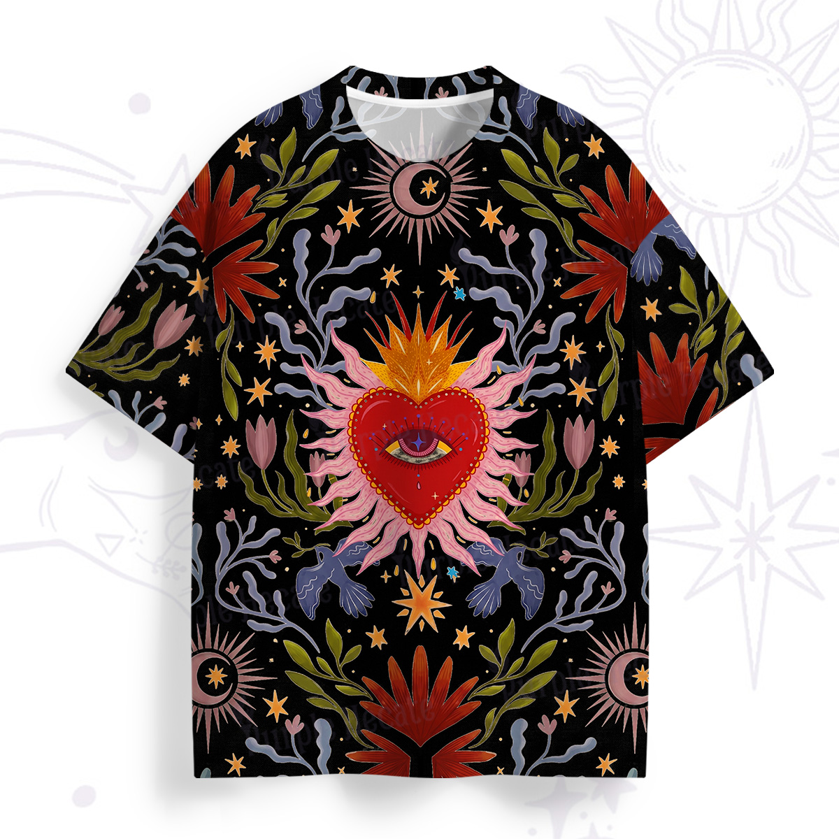 Purplehecate Sacred Flame Heart All Over Print T-Shirt