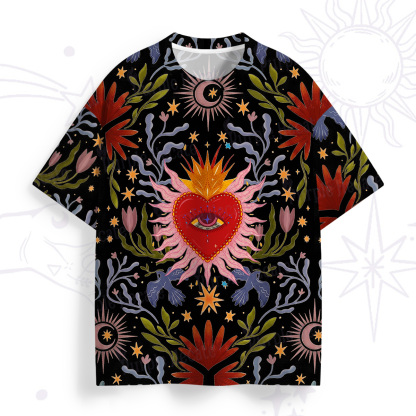 Purplehecate Sacred Flame Heart All Over Print T-Shirt