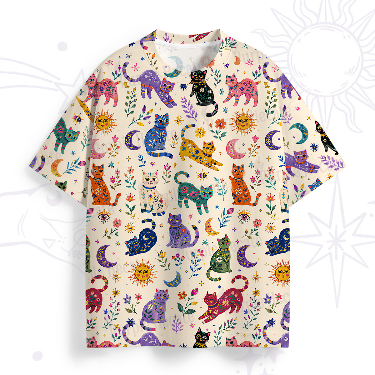Purplehecate Rainbow Magic Cats All Over Print T-Shirt