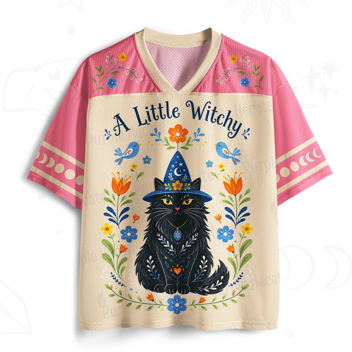 Purplehecate A Little Witchy Black Cat Mesh Jersey