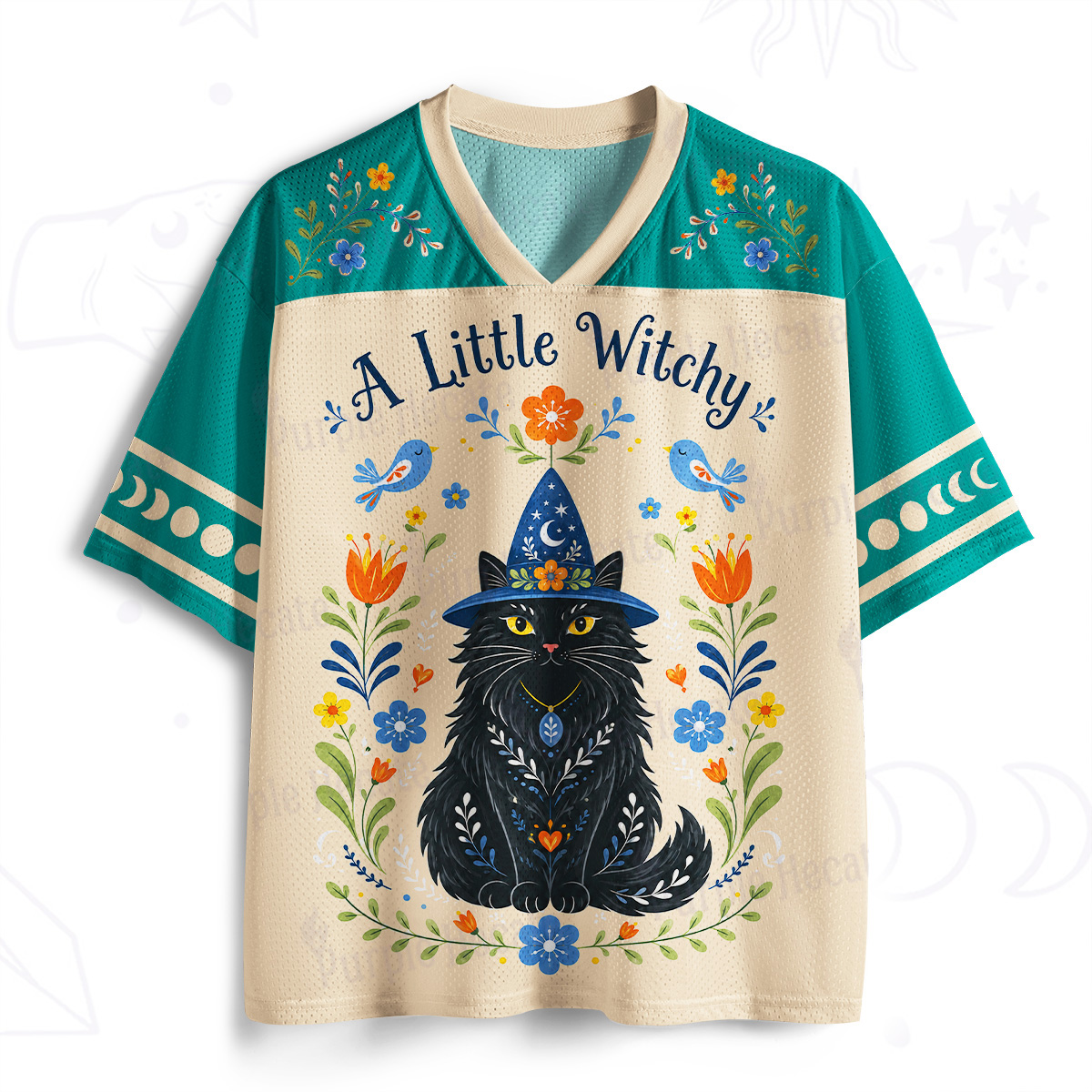 Purplehecate A Little Witchy Black Cat Mesh Jersey
