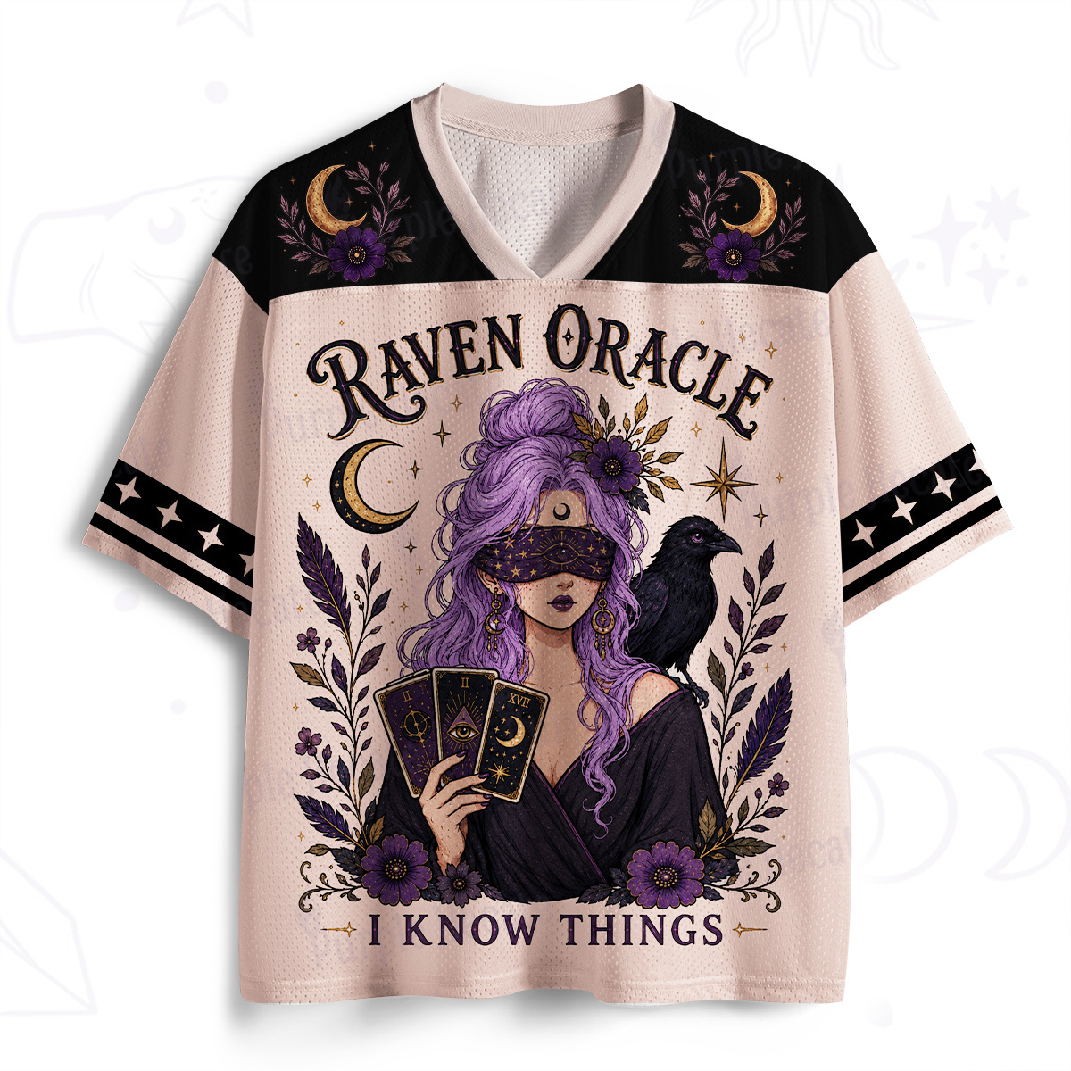 Purplehecate Raven Oracle I Know Things Witchy Mesh Jersey