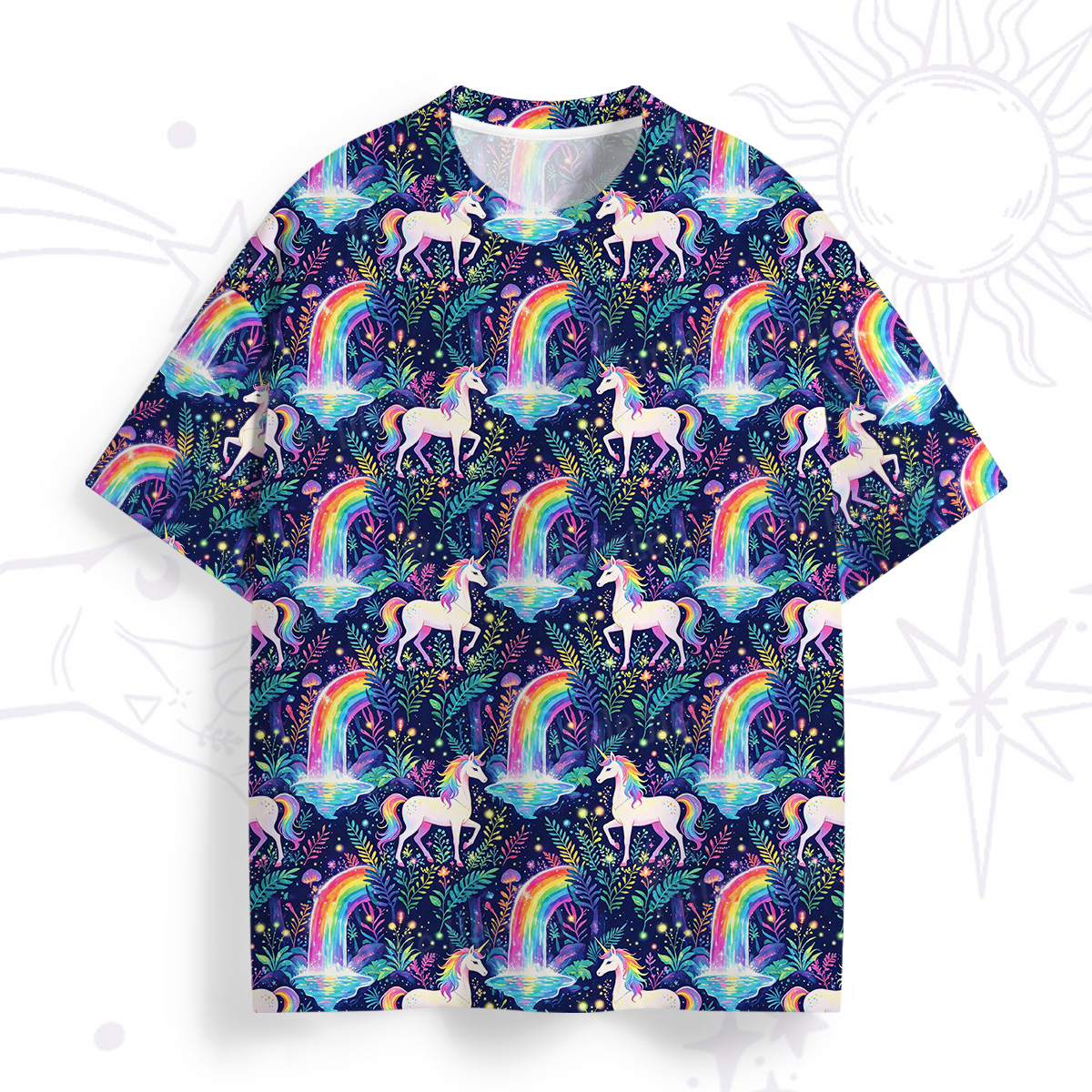 Purplehecate Rainbow Forest Unicorn Magic All Over Print T-Shirt