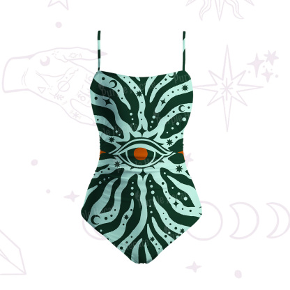 Purplehecate Green Vision Illusion Slim-Strap Swimsuit