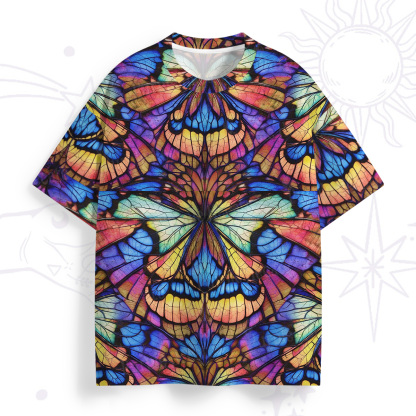 Purplehecate Colorful Butterfly Wing Pattern All Over Print T-Shirt