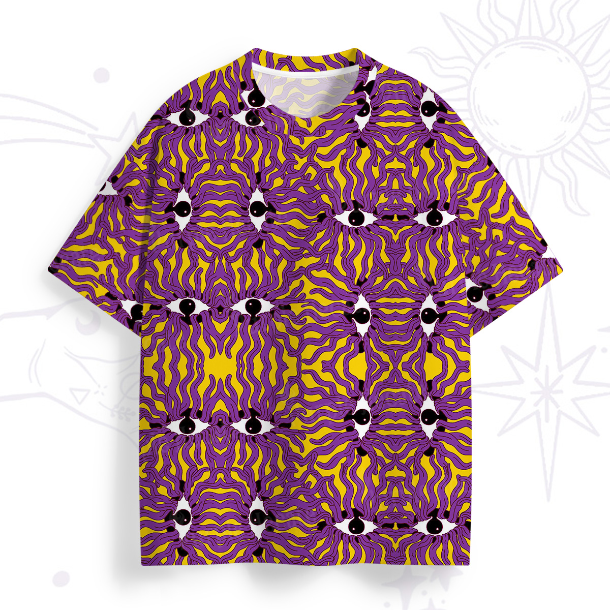 Purplehecate Psychedelic Wave Eyes All Over Print T-Shirt