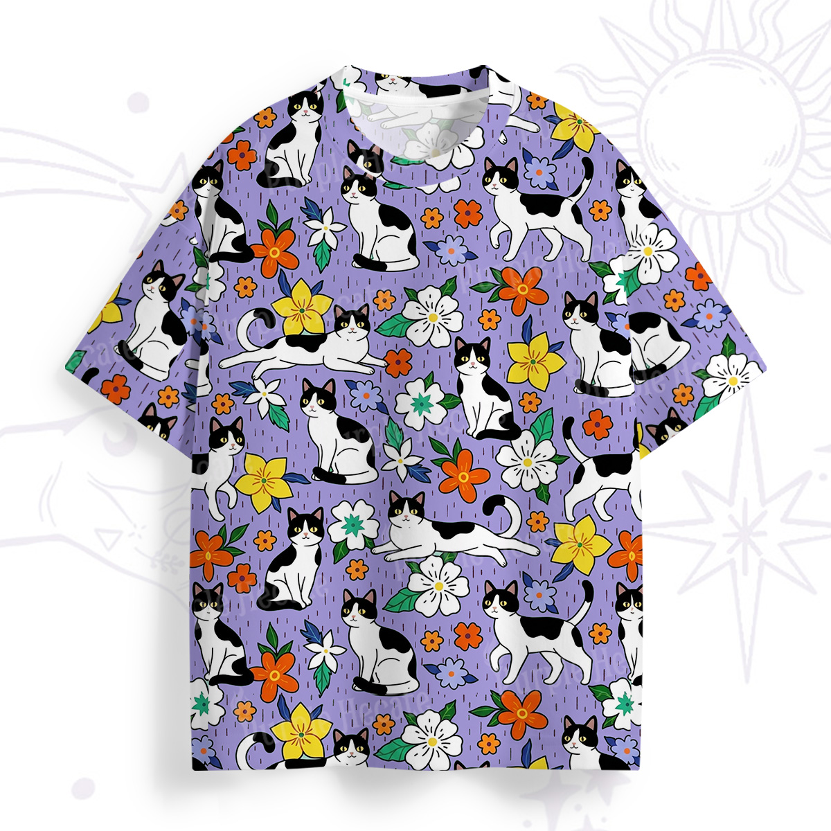 Purplehecate Enchanted Spring Whispering Cat All Over Print T-Shirt