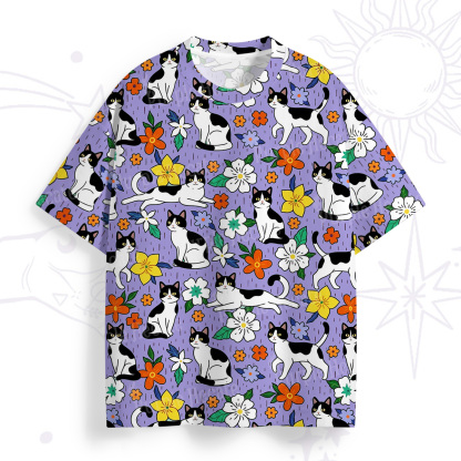 Purplehecate Enchanted Spring Whispering Cat All Over Print T-Shirt