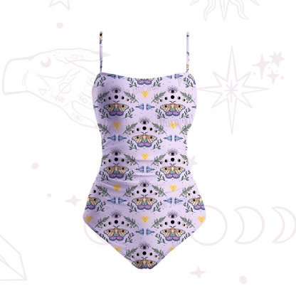 Purplehecate Luna Moth Witch Slim-Strap Swimsuit