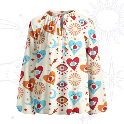 Purplehecate The Enchanted Eye of Love Split Neck Tie Blouse