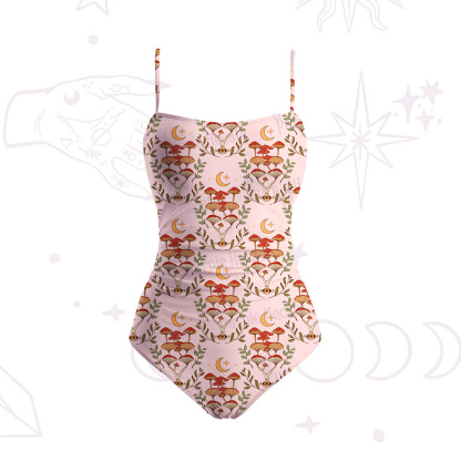Purplehecate Psychedelic Mushrooms Slim-Strap Swimsuit