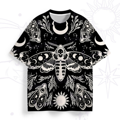 Purplehecate Gothic Death Moth Skull Moon Phases All Over Print T-Shirt