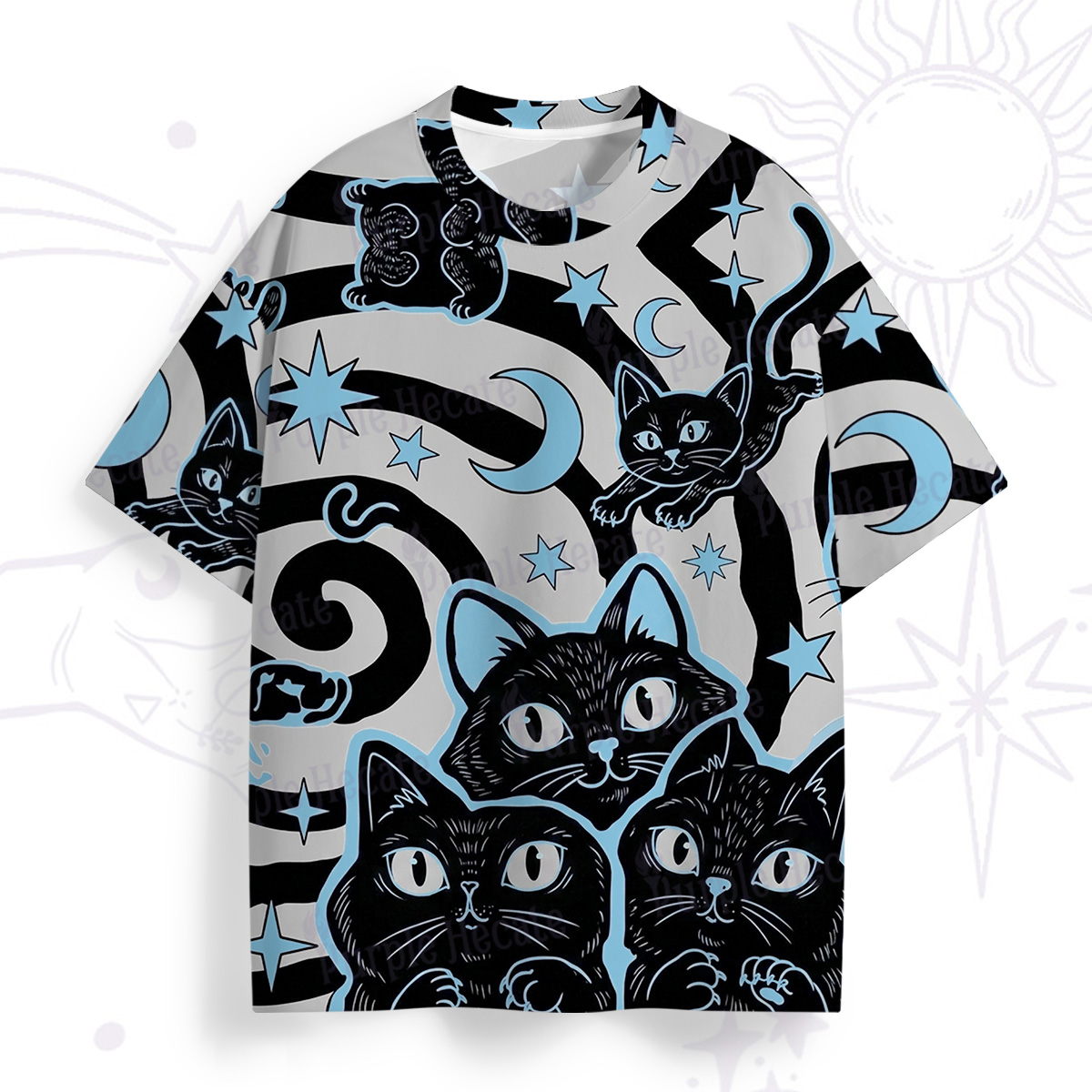 Purplehecate Lunar Magic Black Cat All Over Print T-Shirt
