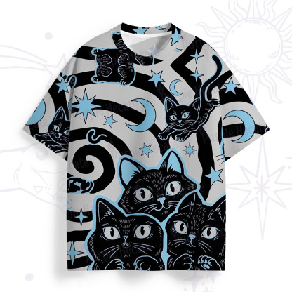 Purplehecate Lunar Magic Black Cat All Over Print T-Shirt