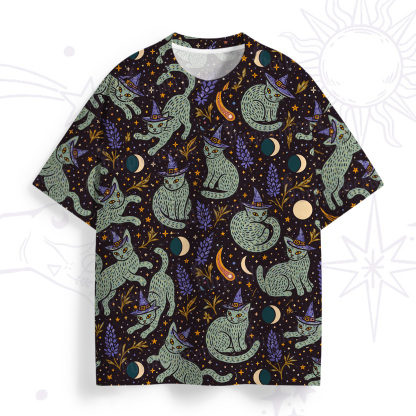 Purplehecate Witchy Black Cat All Over Print T-Shirt